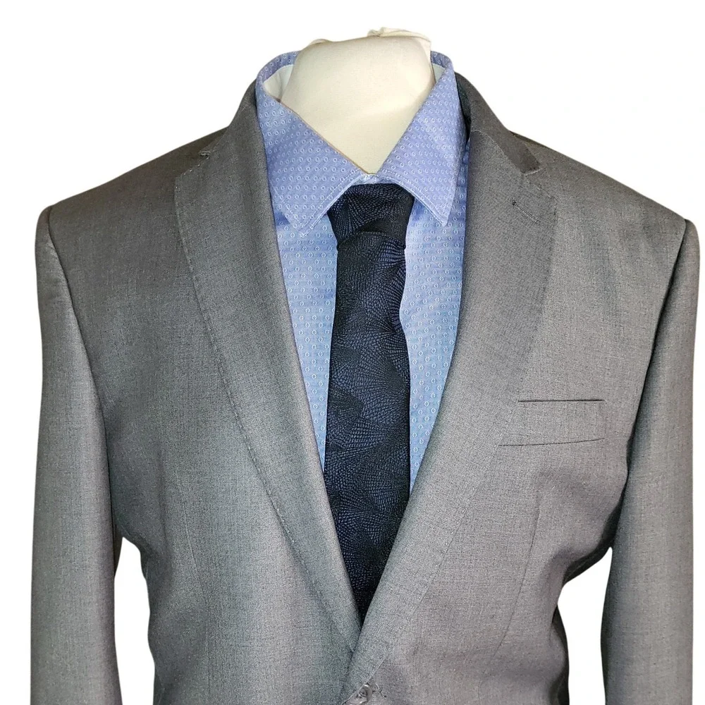 Vinci 2-Button Grey Classic Tailored Suit Jacket Blazer 42R - Picture 1 of 14